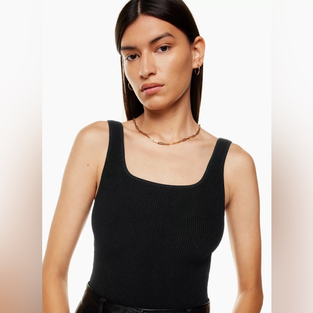 Aritzia Babaton Sculpt Knit Squareneck Tank - Black NWT